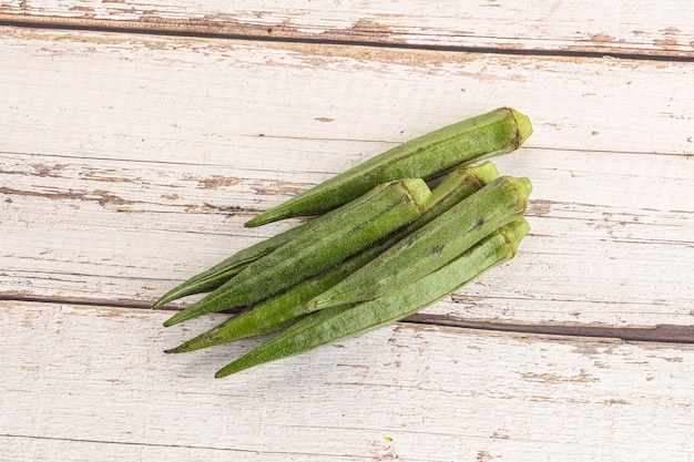 Natural organic raw green okra for cooking