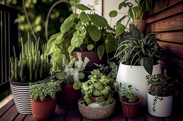 Natural plants in pots green garden