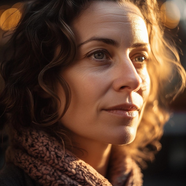 Natural real person portrait and closeup of a woman girl or female outside in nature or a forest Artistic edgy and cute or pretty face AI generated