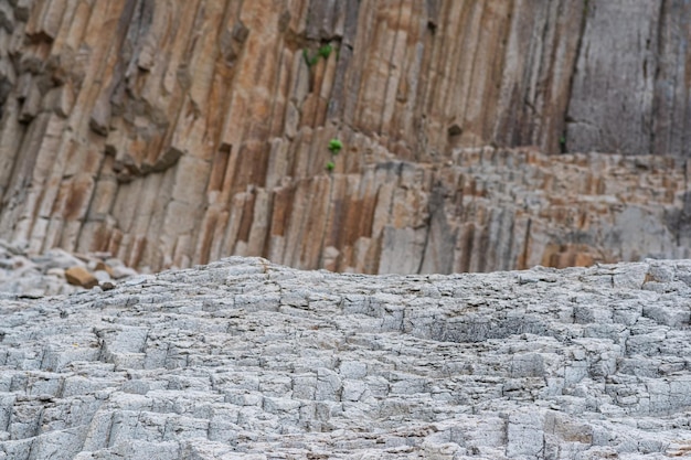 Natural rock background volcanic columnar jointed basalt