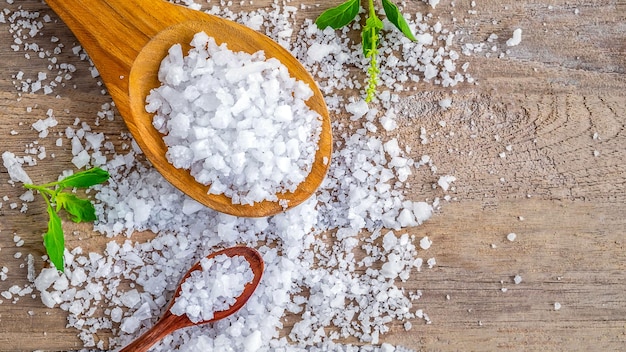 Natural salt from the sea on the dining table