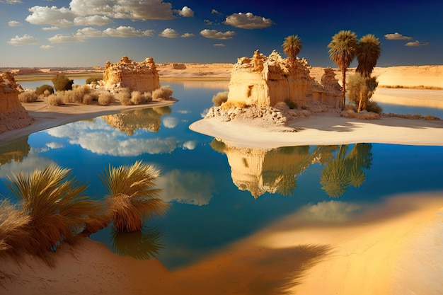 Natural salt water lake in Egypts siwa oasis a popular tourist destination