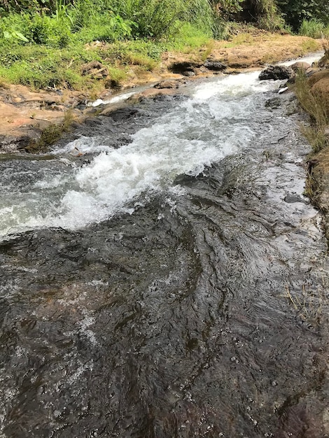 natural scenery river water with mountain rocks