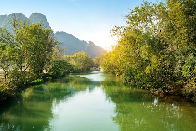 The natural scenery of Yulong River in Yangshuo Guangxi China