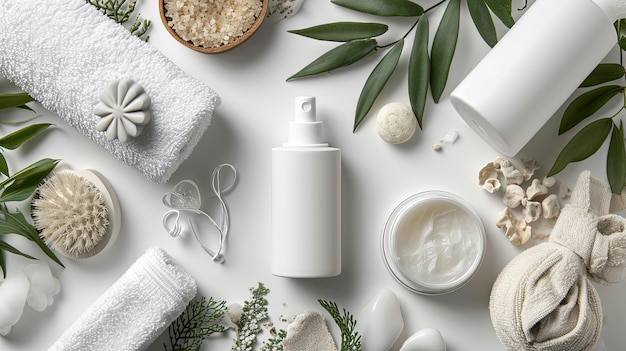 Natural Skincare Products Top View with Mockup Space