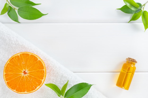 Natural SPA or homemade cosmetics with orange fruits.