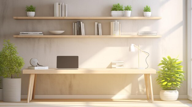 Natural Sunlight Illuminating a Minimalistic Contemporary Workspace with Copyspace