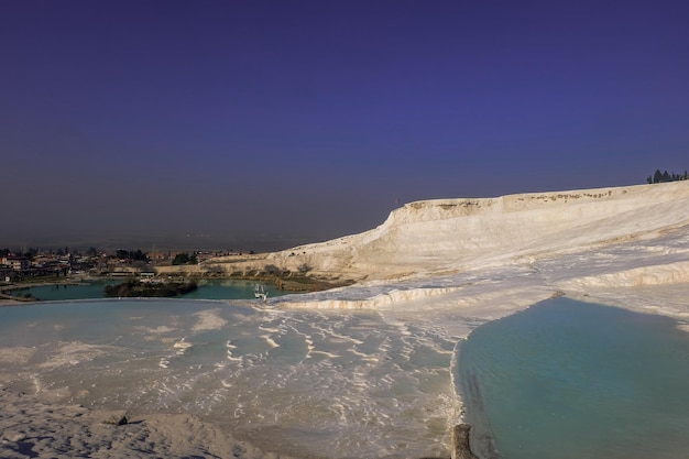 Natural travertine pools in Pamukkale Pamukkale Turkey