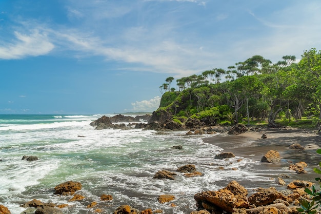 Natural view of the coast in Indonesia when the weather is sunny