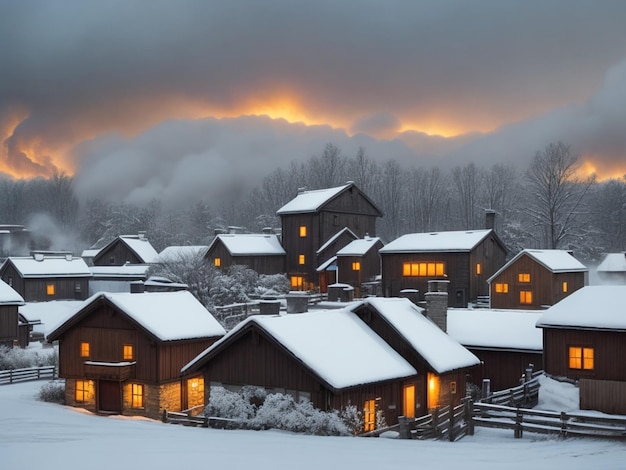 Natural Village Image In winter Weather