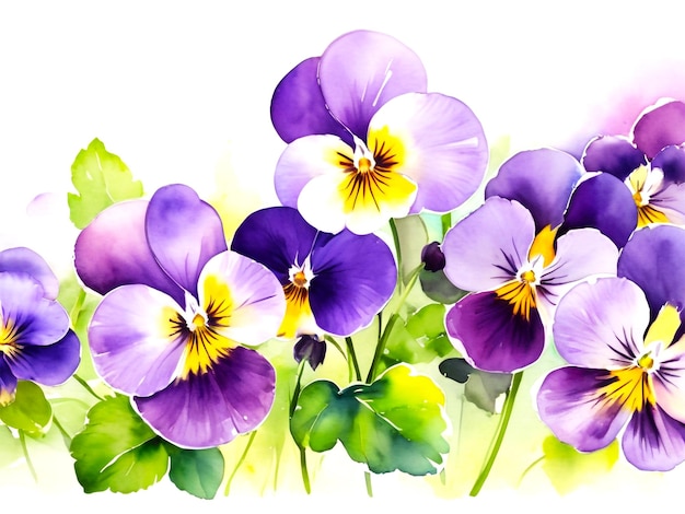 natural viola flower hand drawn watercolor painting hd image background