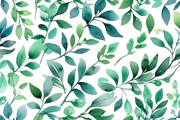 Natural Watercolor Background with Branches and Leaves AI Generation