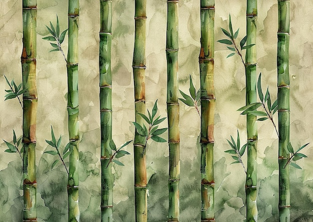 Natural Watercolor Bamboo Texture