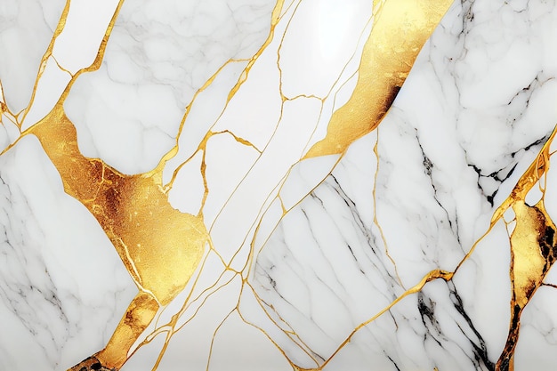 Natural White and Gold marble texture for skin tile wallpaper luxurious background Creative Stone ceramic art wall interiors design Generative AI