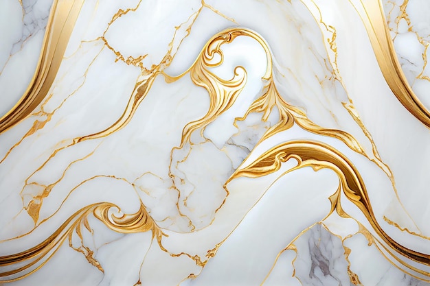 Natural White and Gold marble texture for skin tile wallpaper luxurious background Creative Stone ceramic art wall interiors design Generative AI