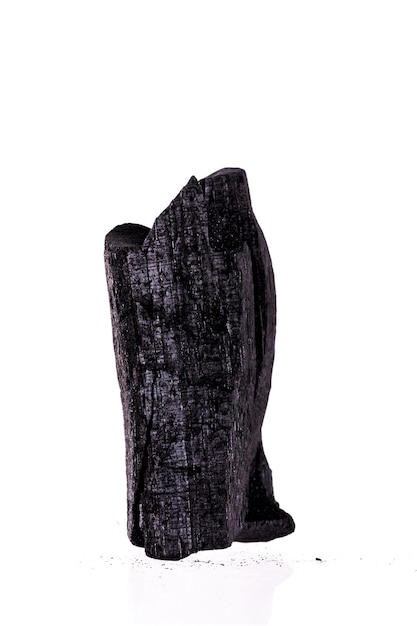 Natural wood charcoal Isolated on white background. activated carbon.