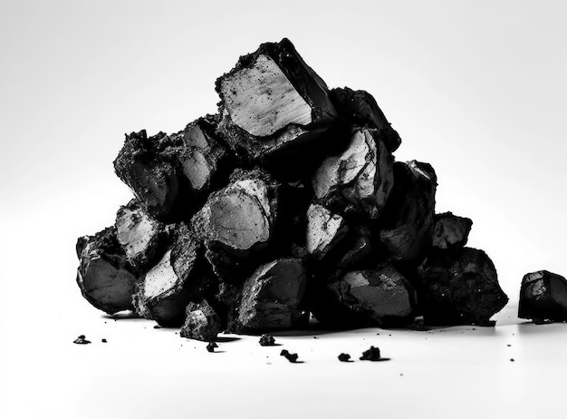 Natural wood charcoal traditional charcoal or hard wood charcoal isolated on white background