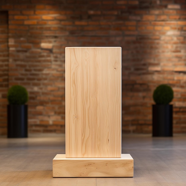 Natural wood podium for product presentation