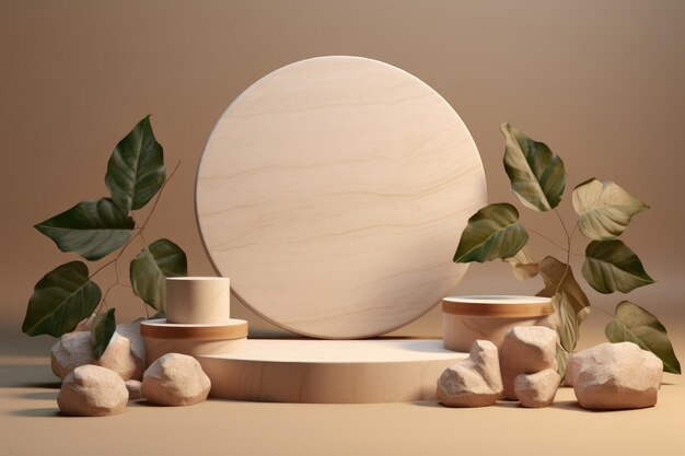 Naturally Exquisite Showcasing EcoProducts on a Stone Podium and Leafladen Stage