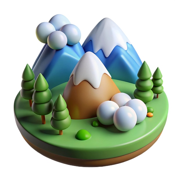 nature 3d cartoon style illustration