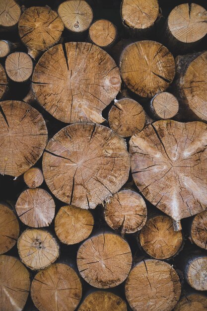 Nature abstract background with stack of firewood