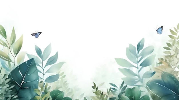 nature background foliage with watercolor style