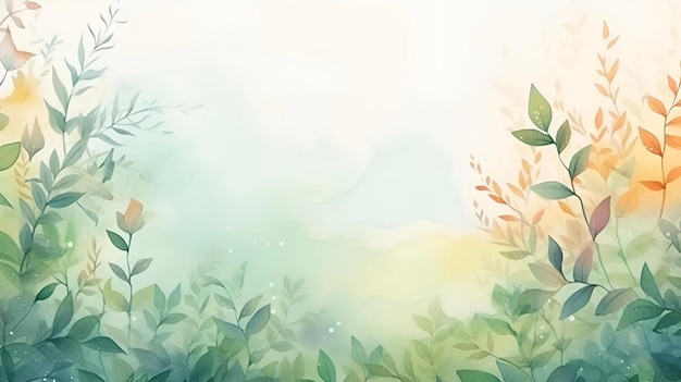 nature background foliage with watercolor style