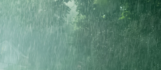 Nature background Water droplets on the windshieldRainy seasonIt's rainingwith green nature backgroundNature rainy forest Beautiful heavy summer rain Forest scene with green trees and raining