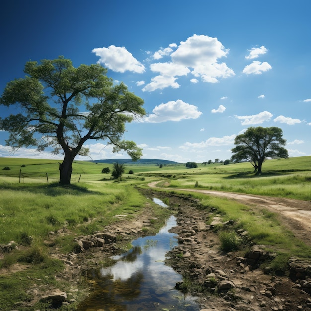 Nature beauty blue sky and green landscape