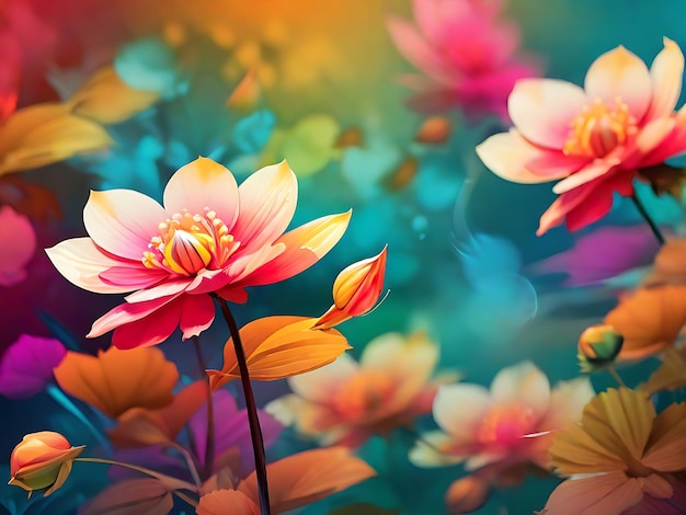 Nature Flower Abstract With Different Colour Background FlowerBlur Background Clear ImageHighly