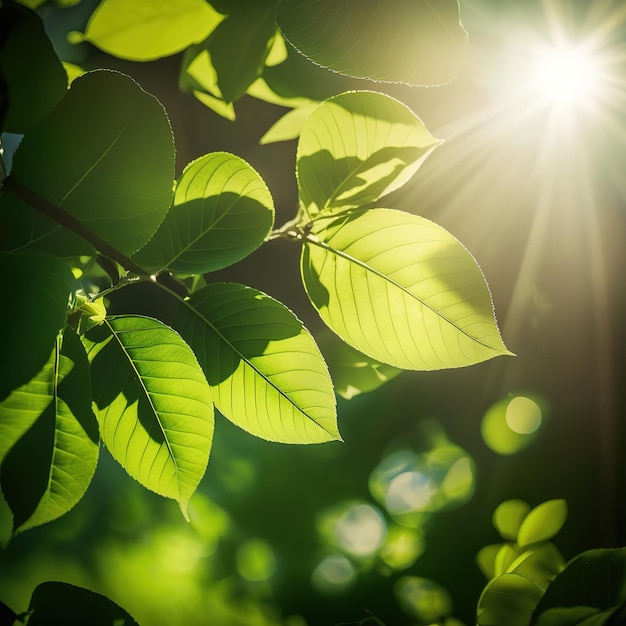 nature of green leaves in garden at spring under sunlight