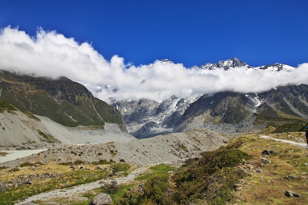 Nature of Hooker valley in New Zealand