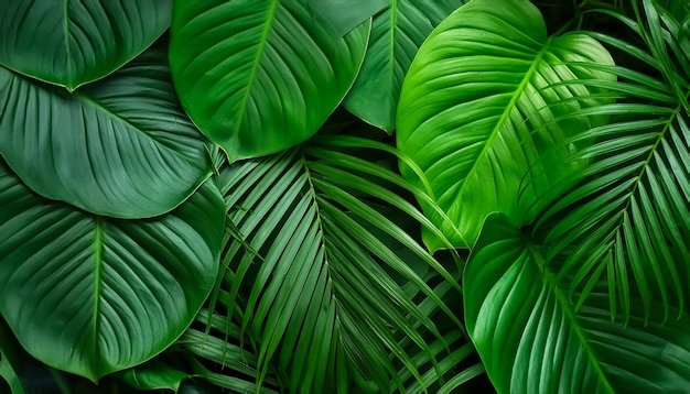 Nature leaves green tropical forest backgound concept with a beautiful pattern