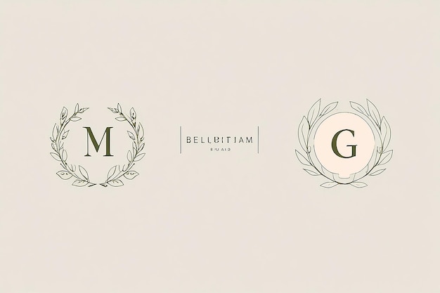 Photo nature monogram logo template design for beauty spa and eco friendly products beautiful leaves