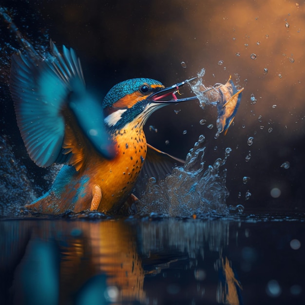 Nature_photography_of_a_kingfisher_exiting_the_water_witGenerative AI