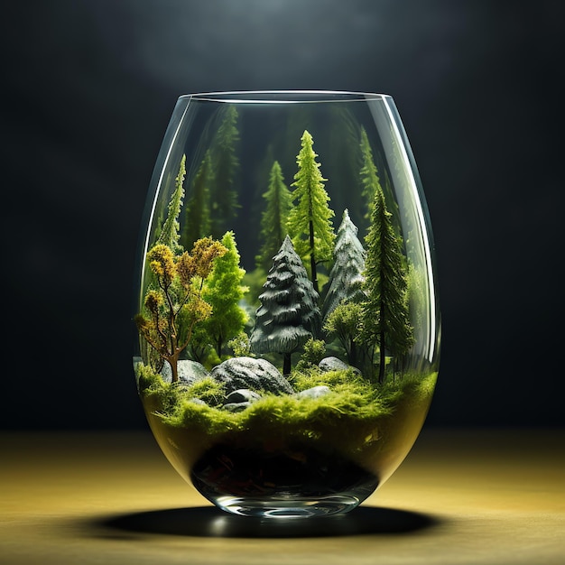 Nature preserved in glass A powerful symbol of conservation and ecology Forest in a glass