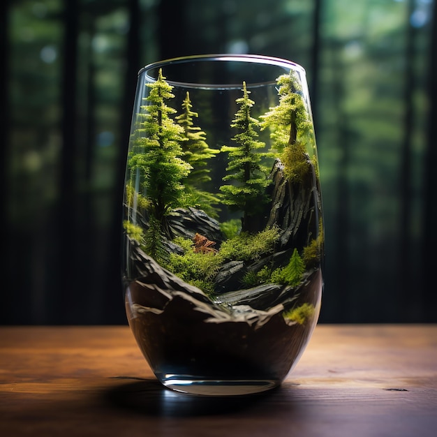 Nature preserved in glass A powerful symbol of conservation and ecology Forest in a glass