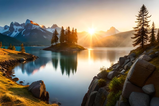 nature and river sunrise background