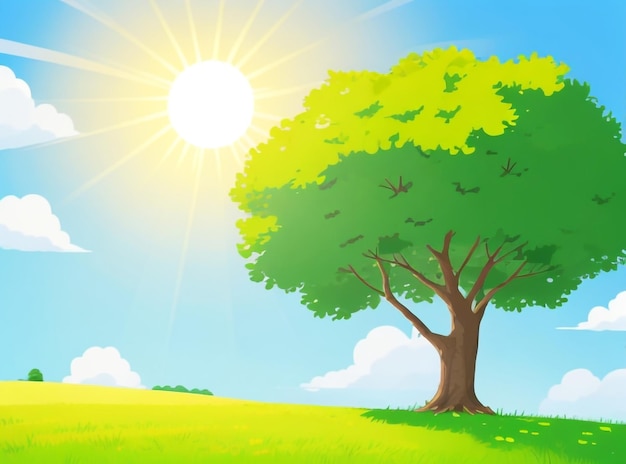 Nature's Embrace The Sun Shining Through a Tree An Artistic Drawing