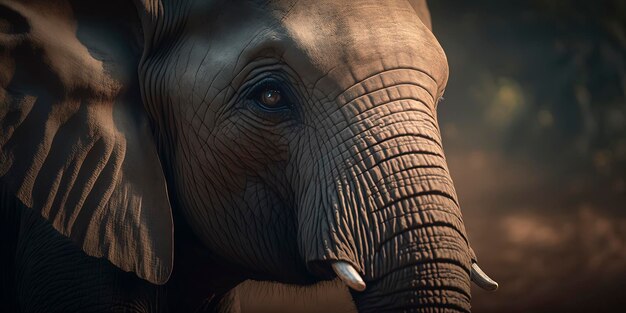 Nature's power and beauty captured in a stunning photograph of a focused elephant amidst natural light flares and bokeh A true masterpiece of wildlife photography Generated by AI