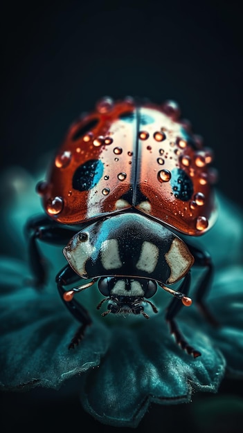 Nature's Tiny Wonder Ladybug CloseUp on Flower Generative AI