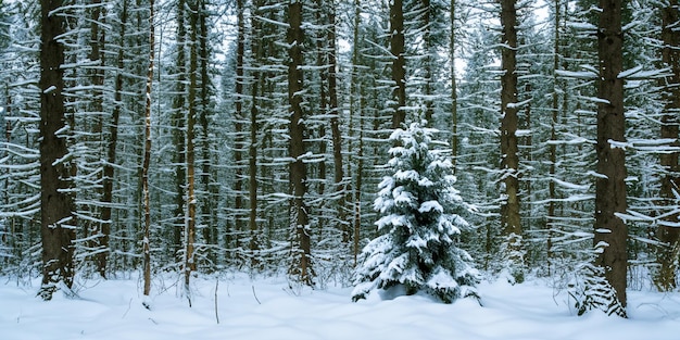 Nature's winter beauty finds a festive touch as the Christmas tree graces the snowy woods