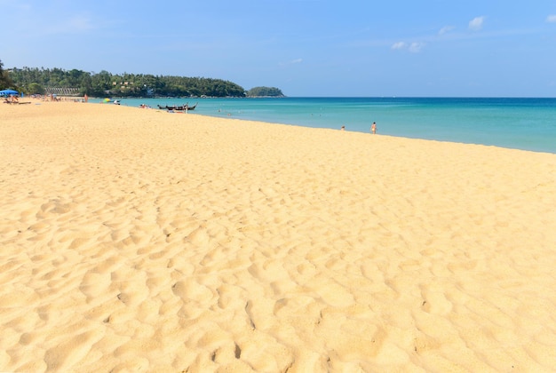 Nature scene tropical beach and blue sky in Karon beach Phuket, Thailand