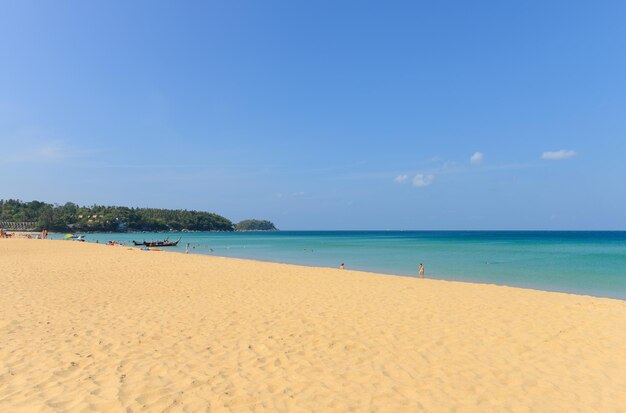 Nature scene tropical beach and blue sky in Karon beach Phuket Thailand