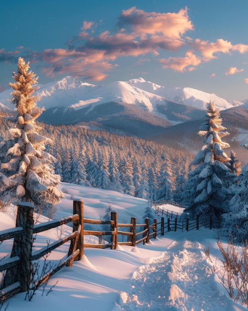 Photo nature scenery during winter with snow and clear sky generate ai