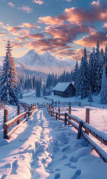 Photo nature scenery during winter with snow and clear sky generate ai