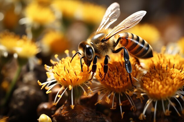 Nature Summer Background with Bees