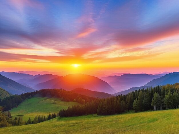 Nature sunset landscape with outdoors and forest sun dusk mountain autumn cloud sky