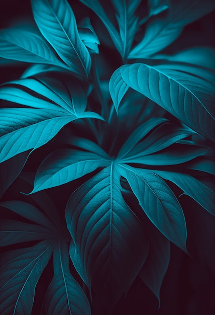 Nature texture background of green leaf and palms Flat lay image Dark nature Tropical nature