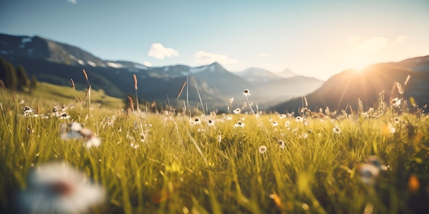 Nature theme A golden hour view of a mountain peak golden hour mountain peak nature theme